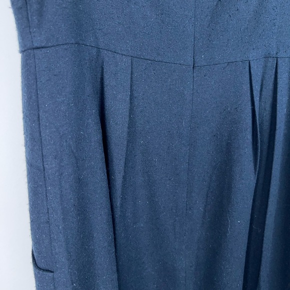 Jenni Kayne Rove Dress Silk Navy Blue Midi Dress Pockets Textured Classic Small - Picture 4 of 12
